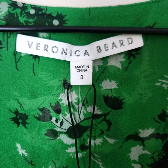 NWT Veronica Beard | 100% Silk Sean Floral Mini Dress in Green Multi - Size 8 - Picture 11 of 13
